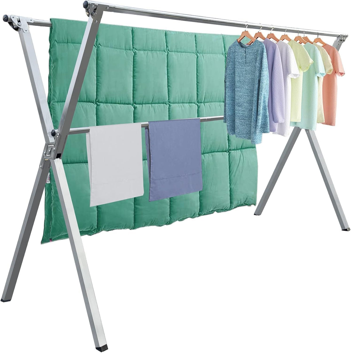 Clothes Drying Racks 81.5-83 Inches Folding Outdoor Indoor Drying Rack Clothing Collapsible