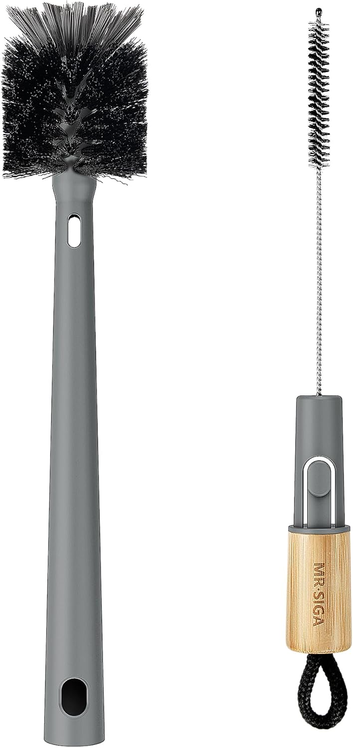 MR.SIGA Water Bottle Brush and Straw Cleaner Brush, Long Handle Bottle Cleaner Brush, 2 in 1 Bottle