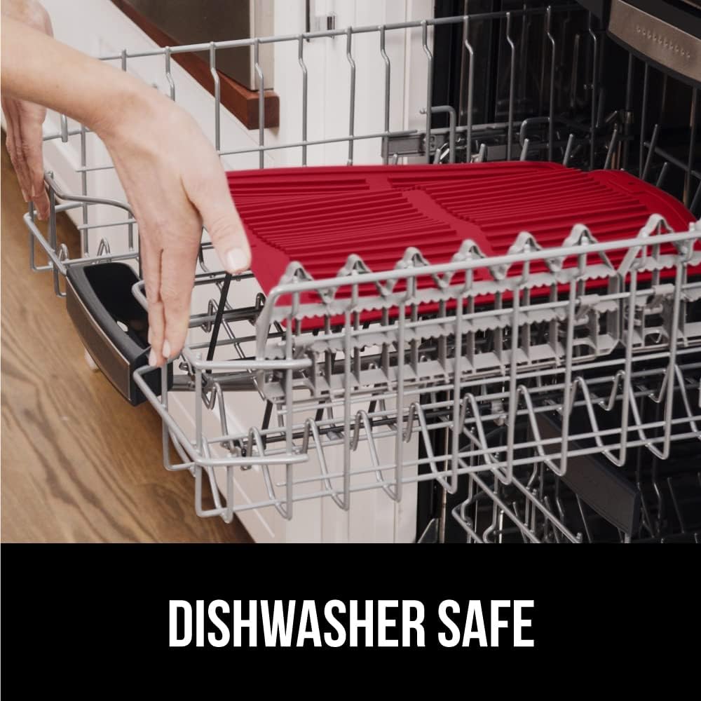 GORILLA GRIP 100% BPA-Free Patented Silicone Dish Drying Mat for Kitchen Counter, Water Catching