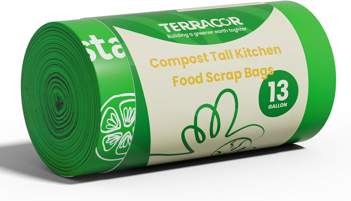 13 Gallon Compostable Trash Bags, 40 Bags Compost Bags for Countertop Bin, Camping Toilet Bags for