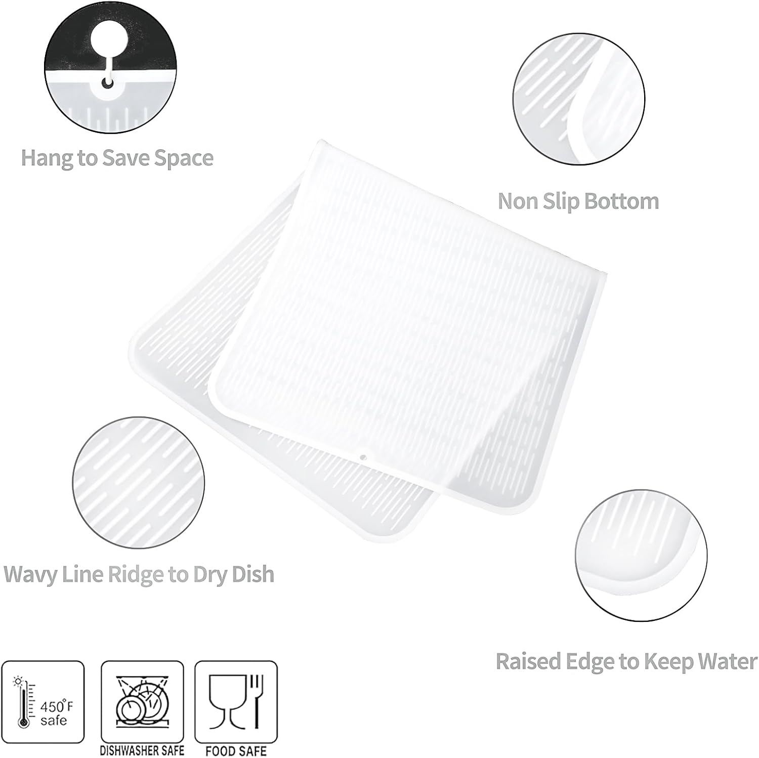 Silicone Dish Drying Mat for Multiple Usage,Easy clean,Eco-friendly,Heat-resistant Silicone Mat for