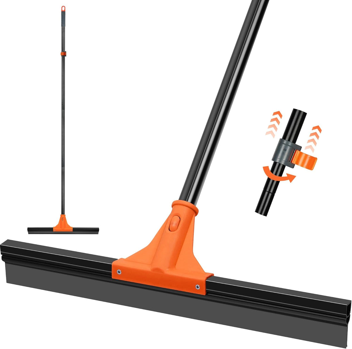 JEHONN Floor Squeegee Heavy Duty with 58.3 inches Long Handle, Rubber Scraper Broom for Cleaning