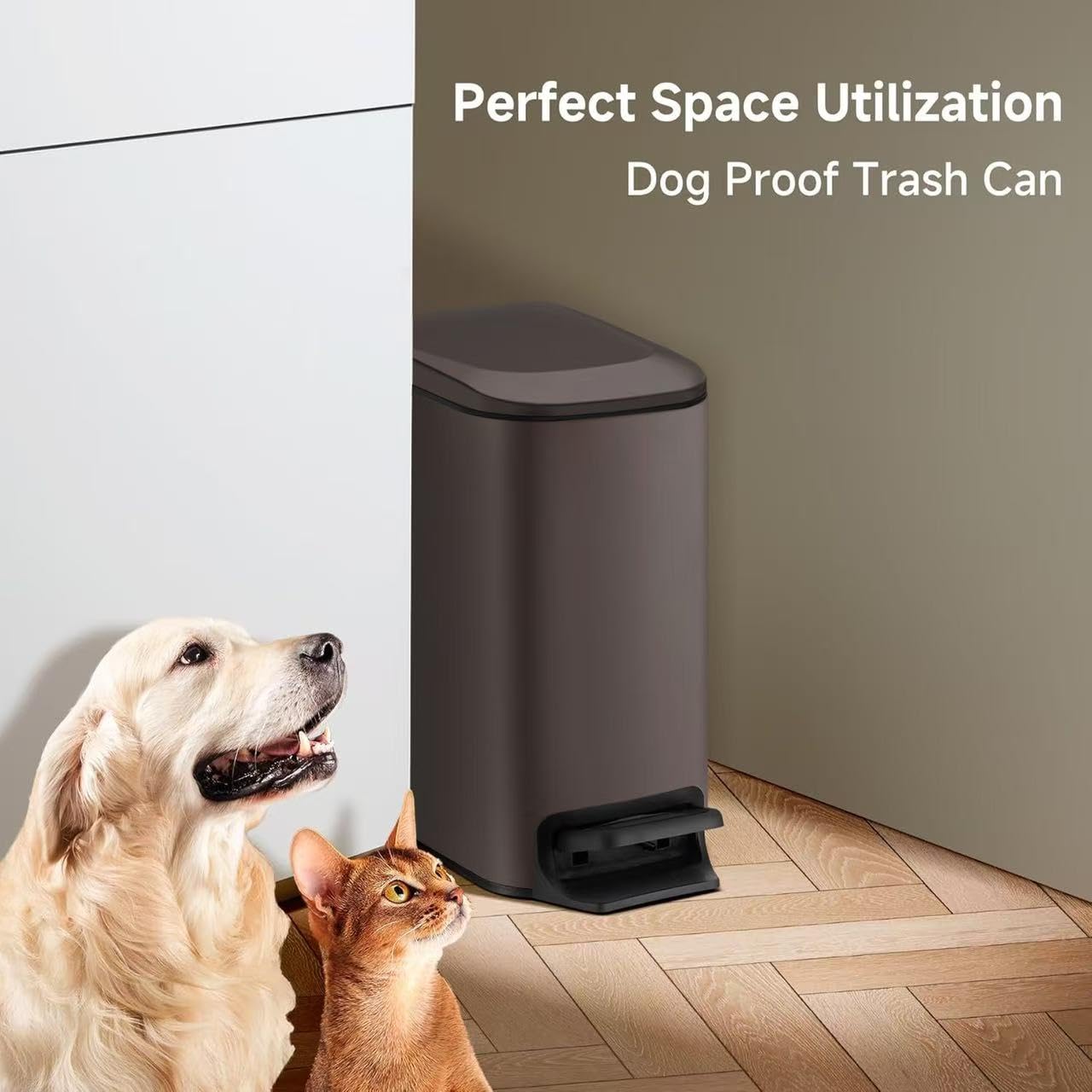 TIPGO Slim Bathroom Trash Can with Lid Soft Close, Step Pedal, 6 Liter / 1.6 Gallon Stainless Steel