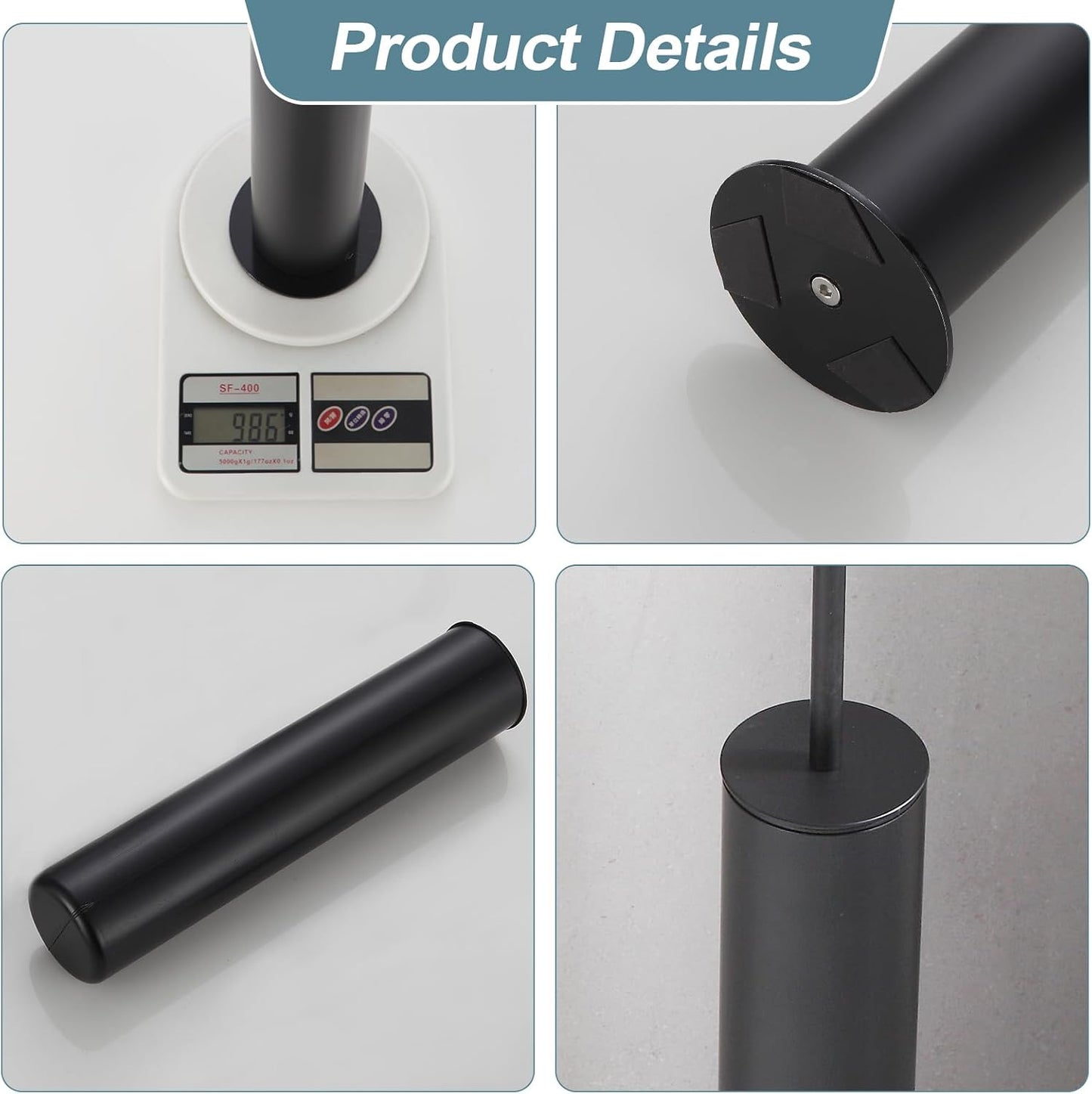 BGL Toilet Brush and Holder Set, Heavy Duty 304 Stainless Steel, Round Base and Long Handle for