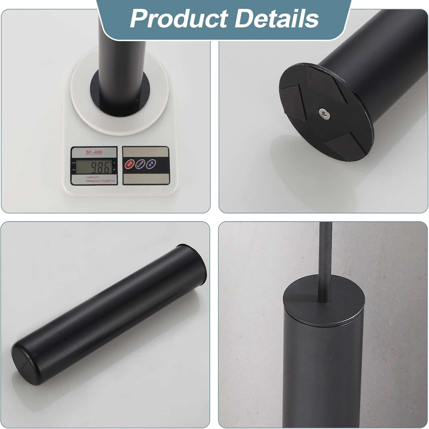 BGL Toilet Brush and Holder Set, Heavy Duty 304 Stainless Steel, Round Base and Long Handle for