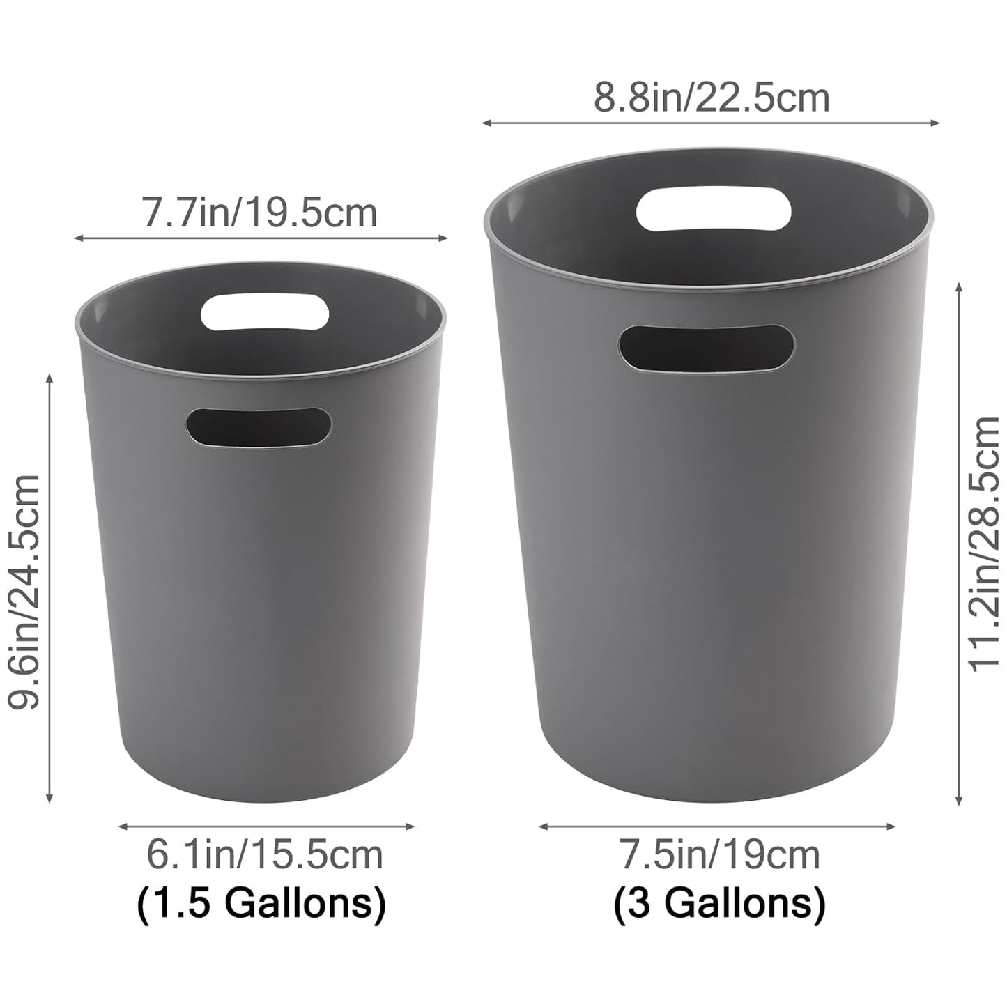 4 Pack Small Trash Can for Bathroom - 3 Gallon/12-Liter Wastebasket, Round Plastic Garbage