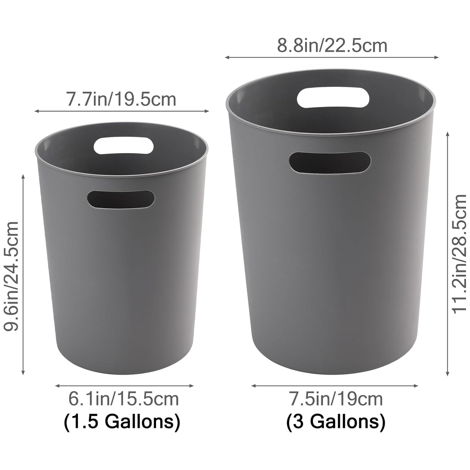 4 Pack Small Trash Can for Bathroom - 3 Gallon/12-Liter Wastebasket, Round Plastic Garbage