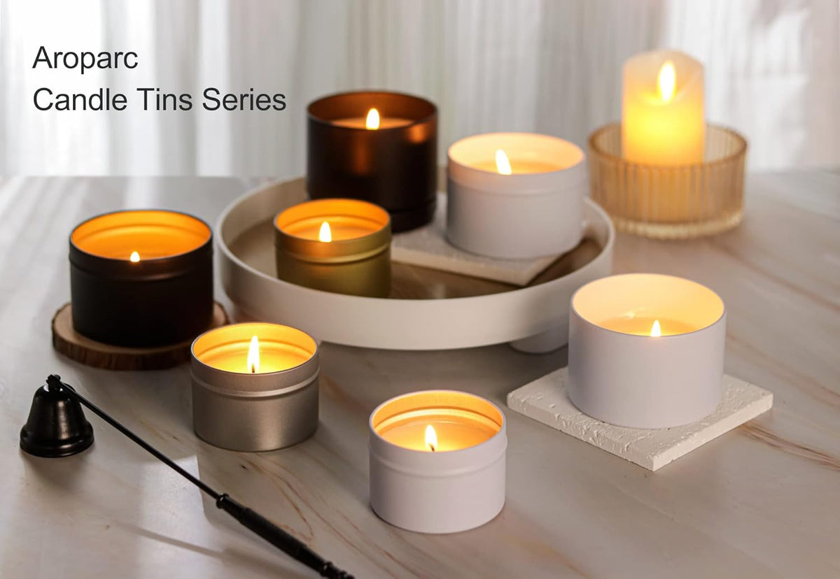 Aroparc White Candle Tins - 8oz, 24 Piece, Straight Sided Bulk Candle Containers for Candle Making