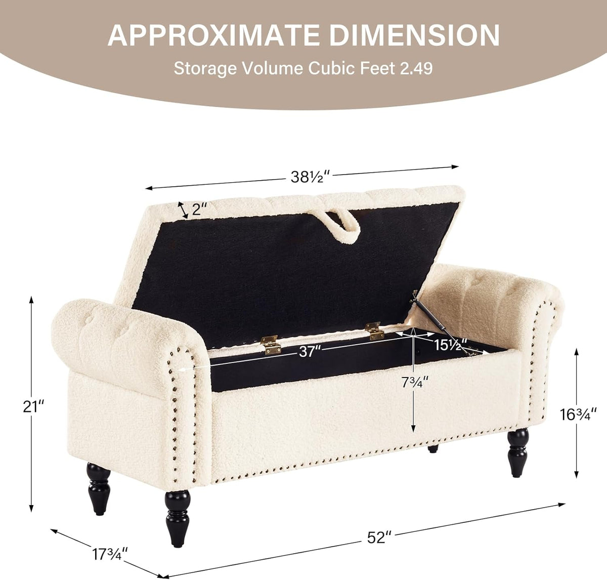 Furnimart Storage Ottoman Bench for Queen Size Bed, Faux Fur Upholstered Storage Bench Accent Bench