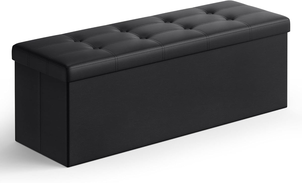 SONGMICS MAZIE Collection - 43 Inches Folding Storage Ottoman Bench, Ottoman with Storage, Foot