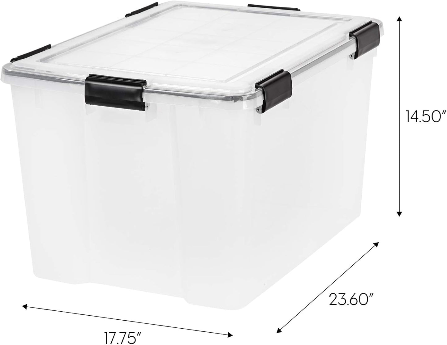 IRIS USA 4-Pack WeatherPro 74 Qt Clear Plastic Gasket Boxes with Latching Lids – Weathertight Heavy
