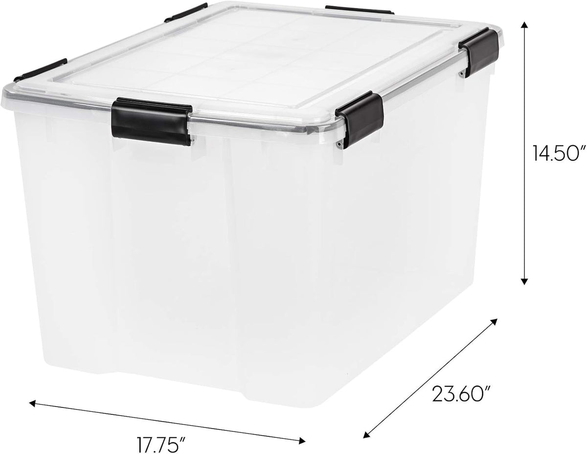 IRIS USA 4-Pack WeatherPro 74 Qt Clear Plastic Gasket Boxes with Latching Lids – Weathertight Heavy