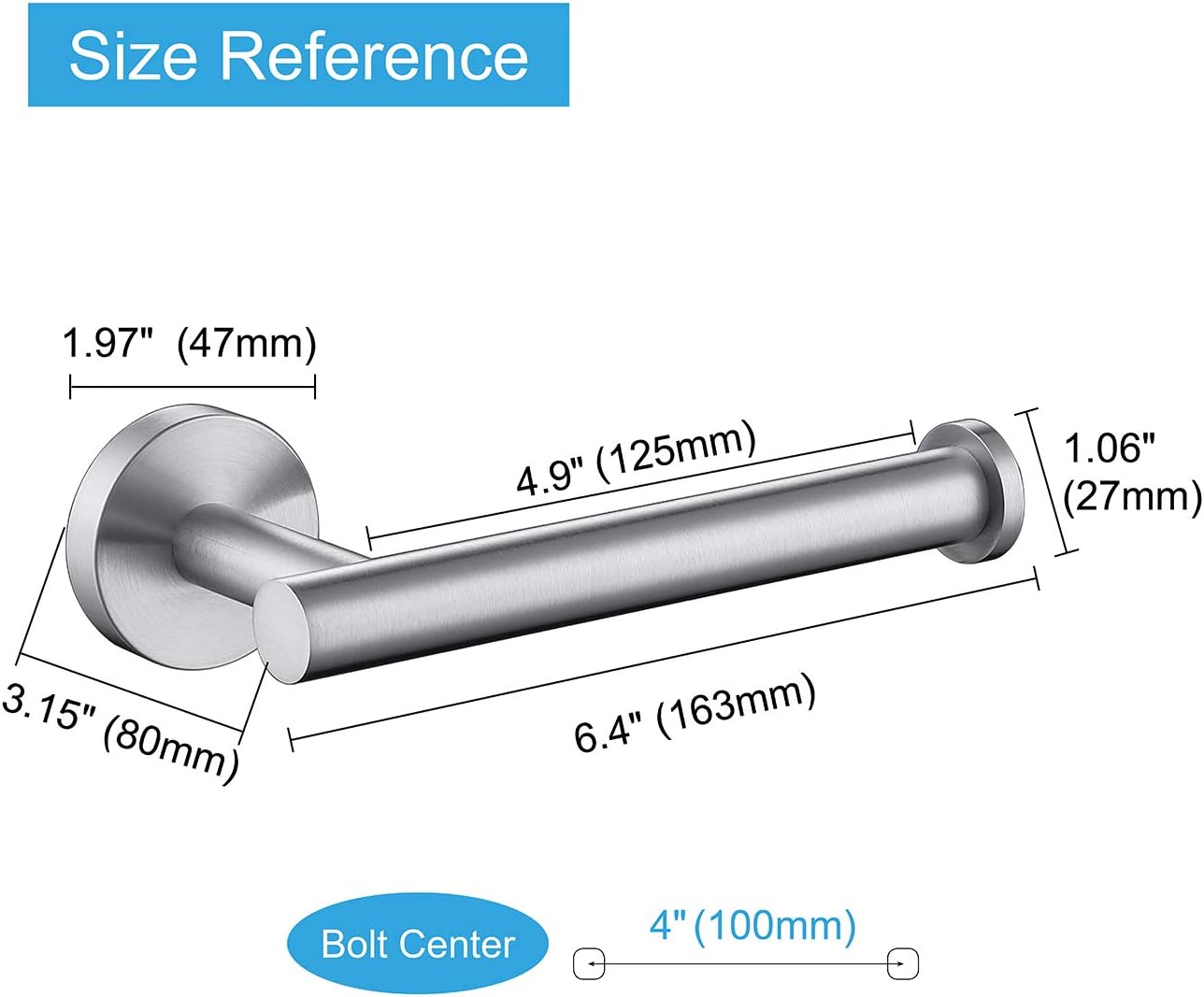 TASTOS Brushed Nickel Toilet Paper Holder SUS304 Stainless Steel, Modern Round Tissue Roll Holders
