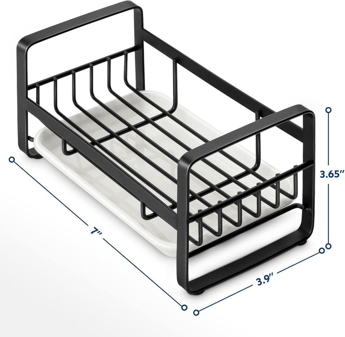 HULISEN Kitchen Sink Sponge Holder, 304 Stainless Steel Kitchen Soap Dispenser Caddy Organizer