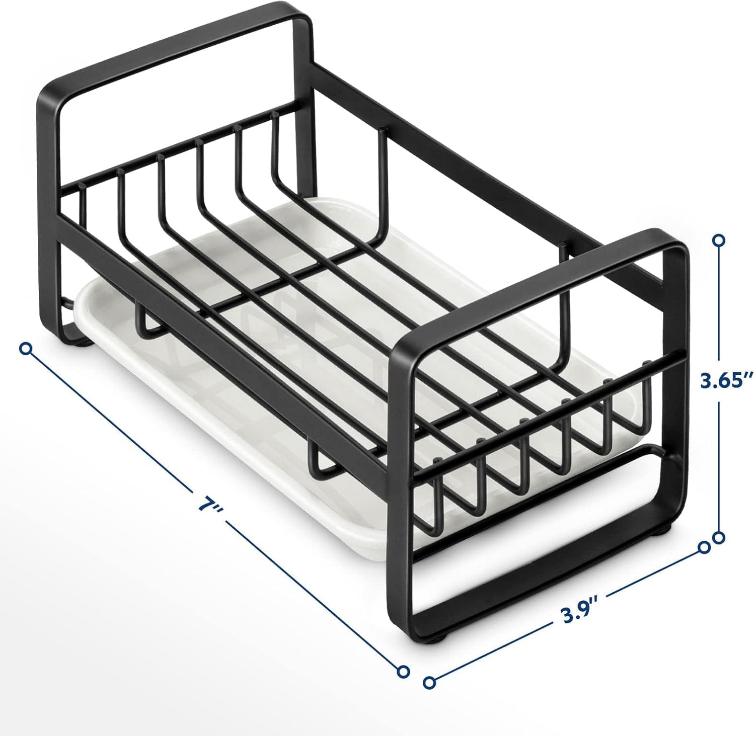 HULISEN Kitchen Sink Sponge Holder, 304 Stainless Steel Kitchen Soap Dispenser Caddy Organizer