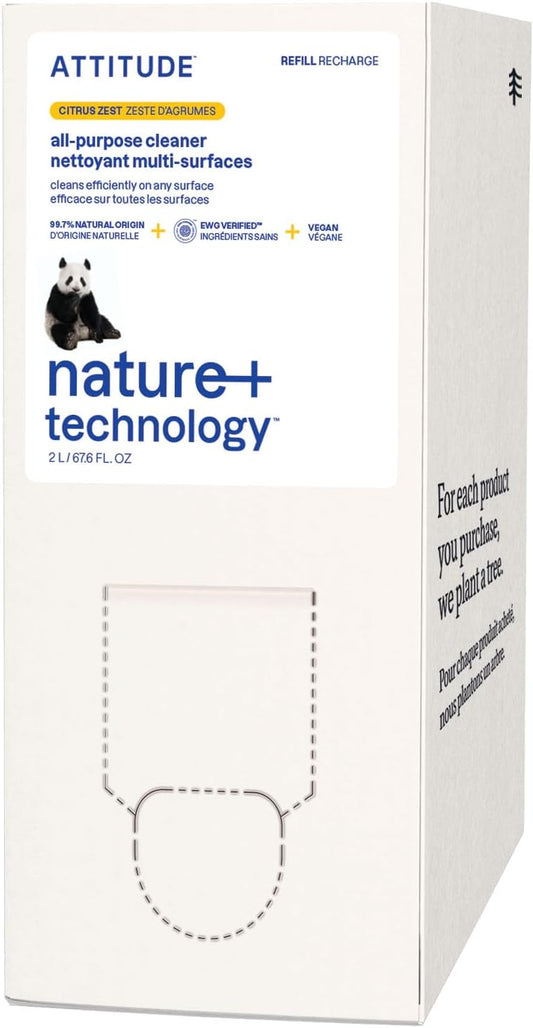 ATTITUDE All-Purpose Cleaner Refill, EWG Verified, Plant-Based & Vegan, Multi-Surface Cleaning