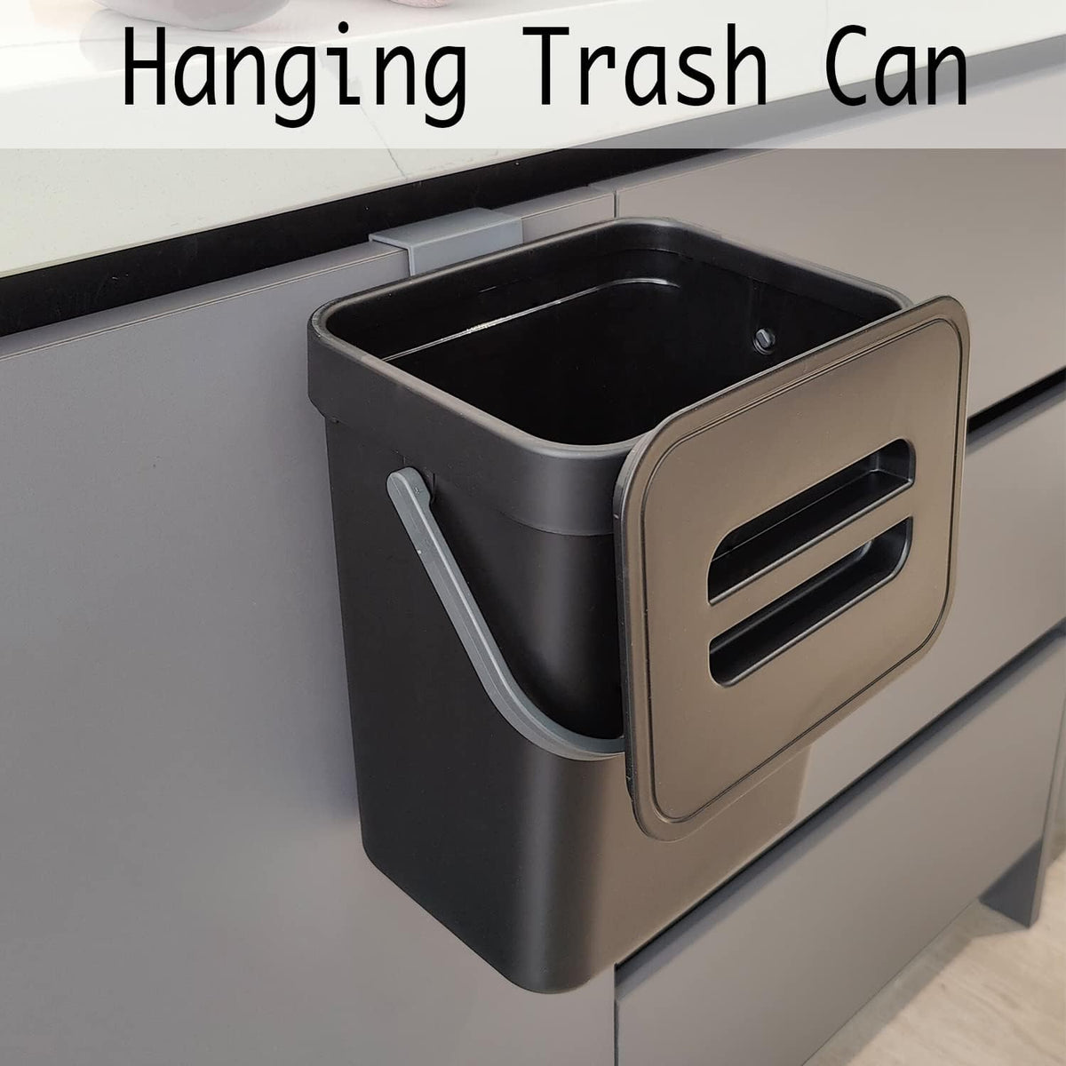 LALASTAR Countertop Compost Bin with Lid, Hanging Small Trash Can with Lid Under Sink for Kitchen