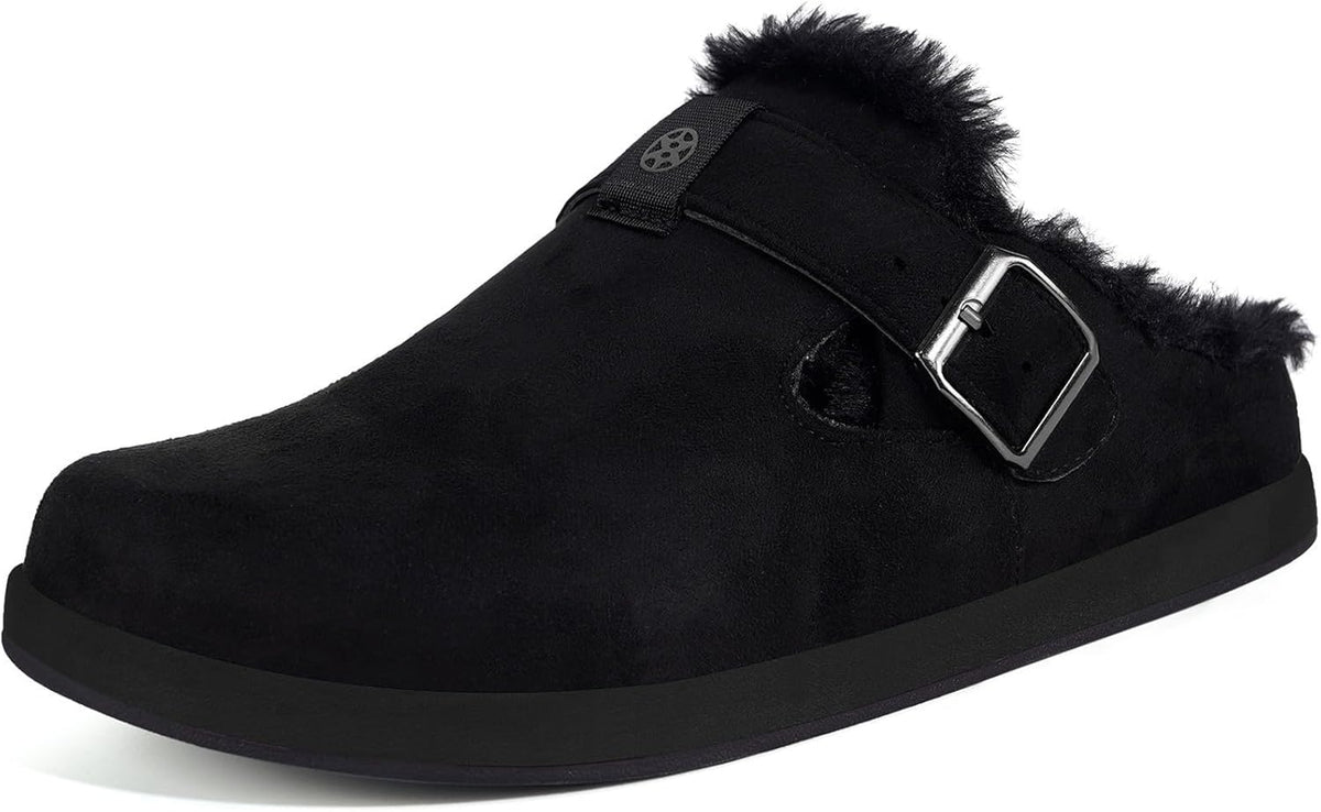 Fur Lined Clogs for Women Men Suede Winter Slippers Arch Support Slip on Mules Potato Shoes with