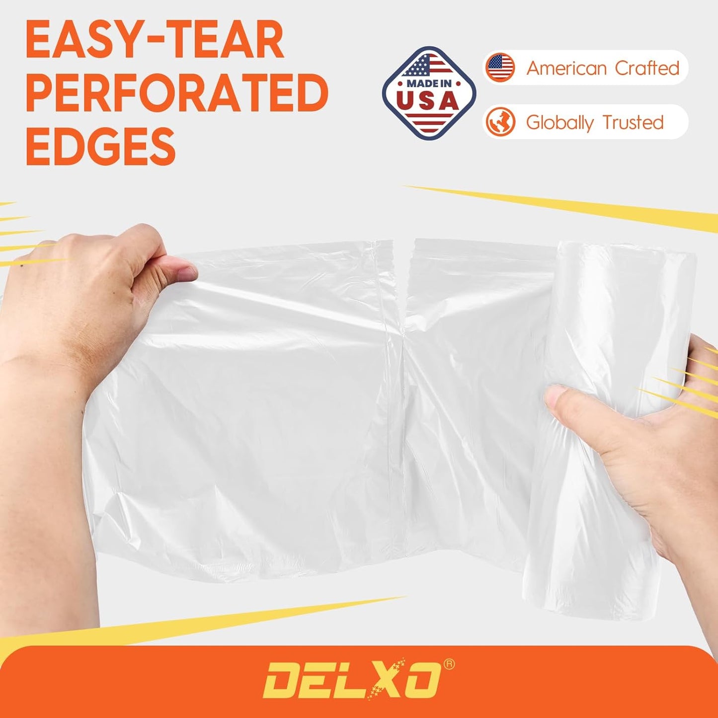 DELXO 30-33 Gallon Trash Bags, 250 Count Heavy Duty Large Clear Garbage Bags, Thick Durable and