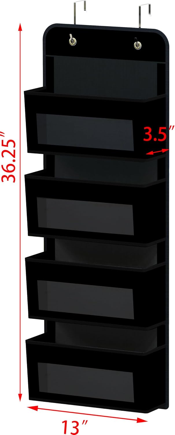 Simple Houseware 4 Clear Window Pocket Over Closet Door Storage Hanging Organizer for Bedroom