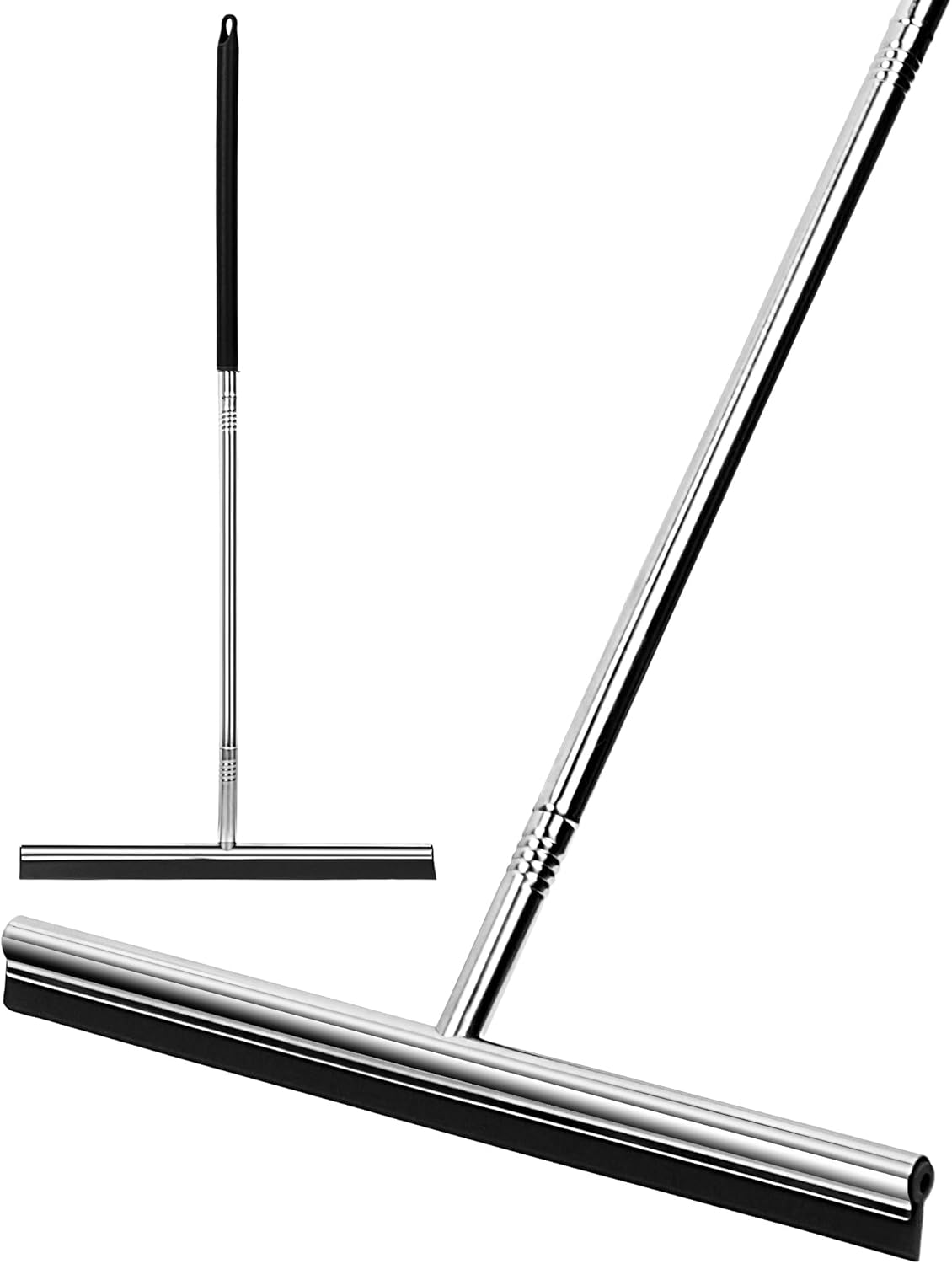 Floor Squeegee Scrubber 59inch Long Stainless Steel Handle with 15inch Wide Silicon Rubber Blade