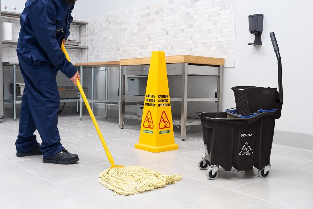 Carlisle FoodService Products Omnifit Mop Bucket with Side Press Wringer and Soiled Water Insert