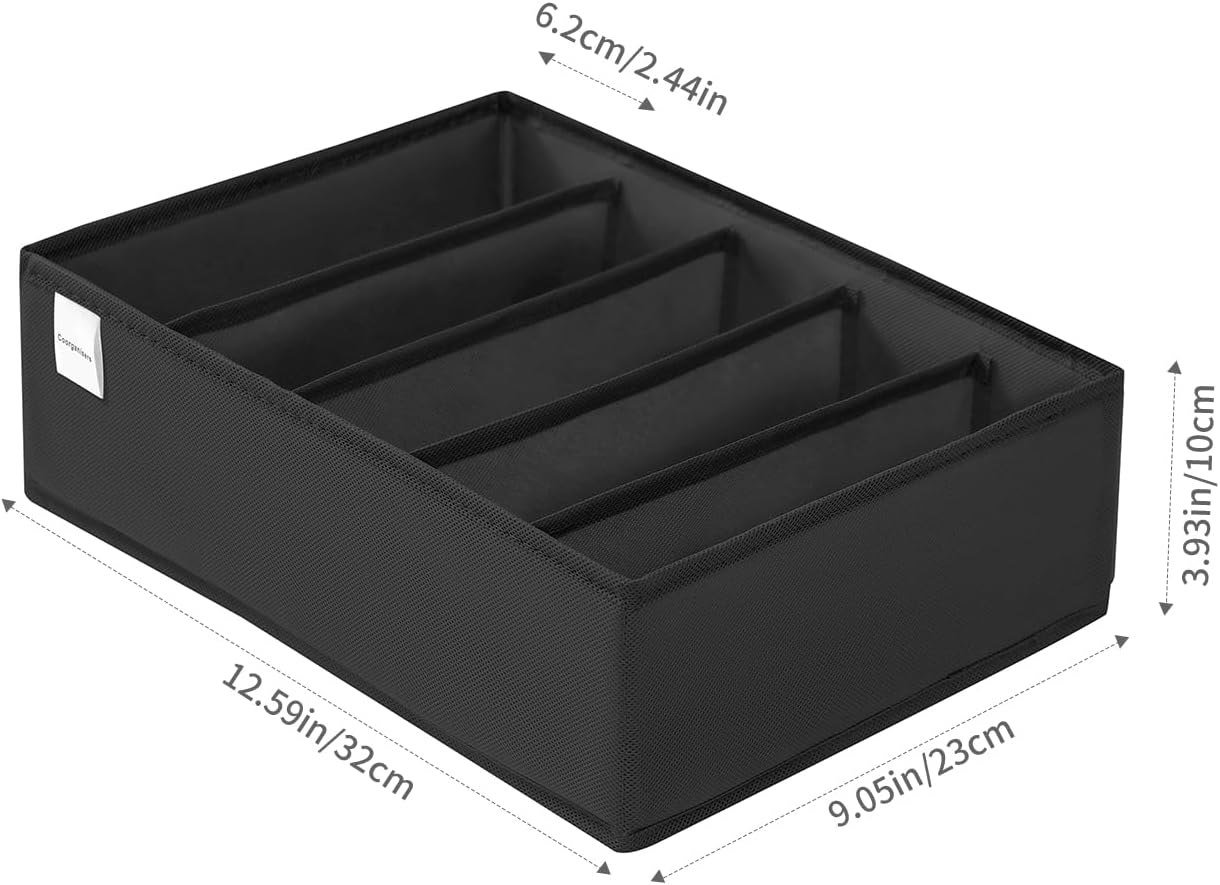 4 Packs T-shirt Drawer Organizers for Clothing,5 Grids Compartment Wardrobe Storage Box, Washable