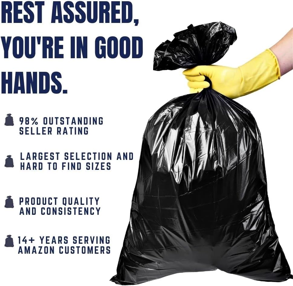 Plasticplace 20-30 Gallon Trash Bags │ 2.0 Mil │ Black Heavy Duty Garbage Can Liners │ 30" x 36"