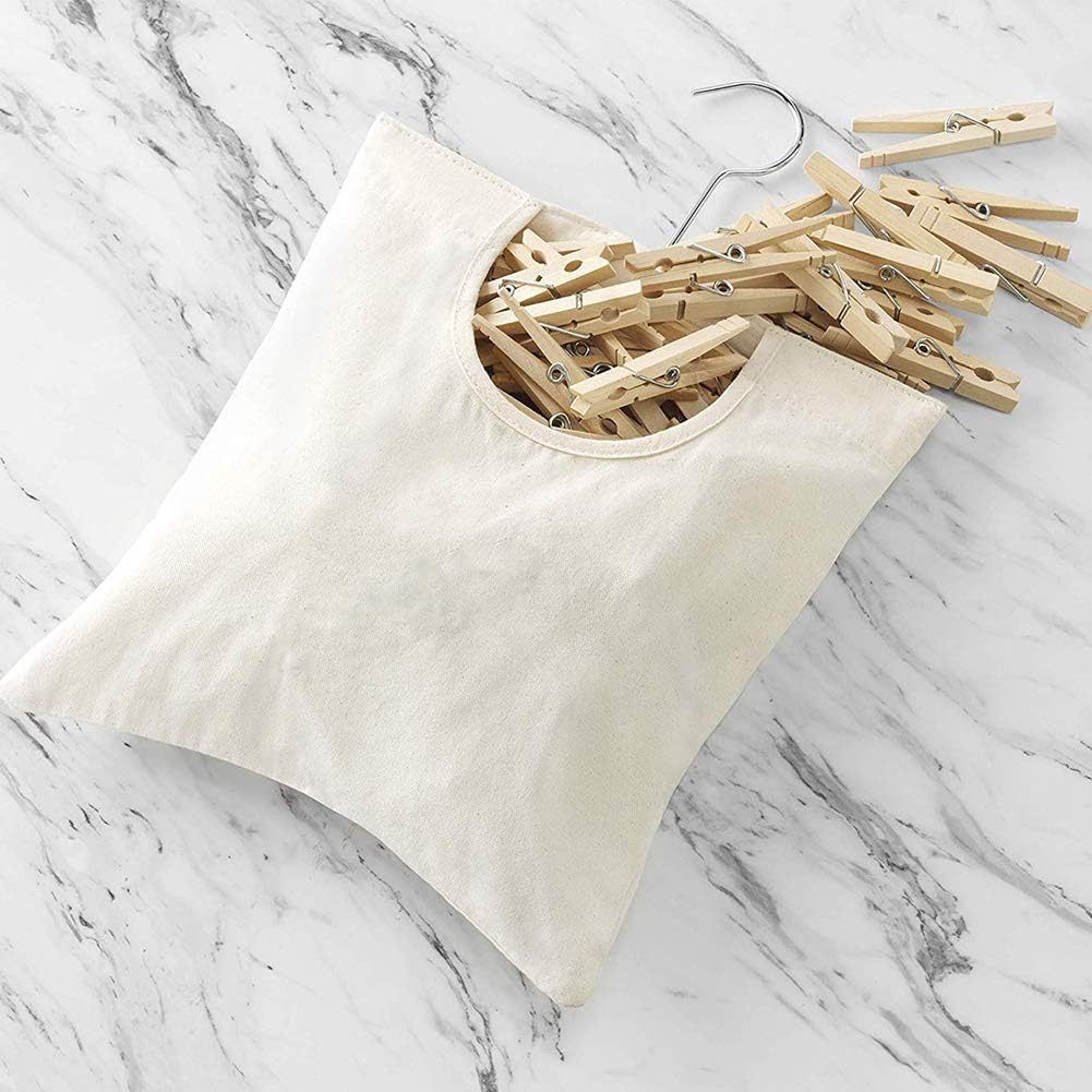 JIANWEI Canvas Clothespin Bag, Clothes Pins Bag Holder, Laundry Clothes Pin Storage Organizer with