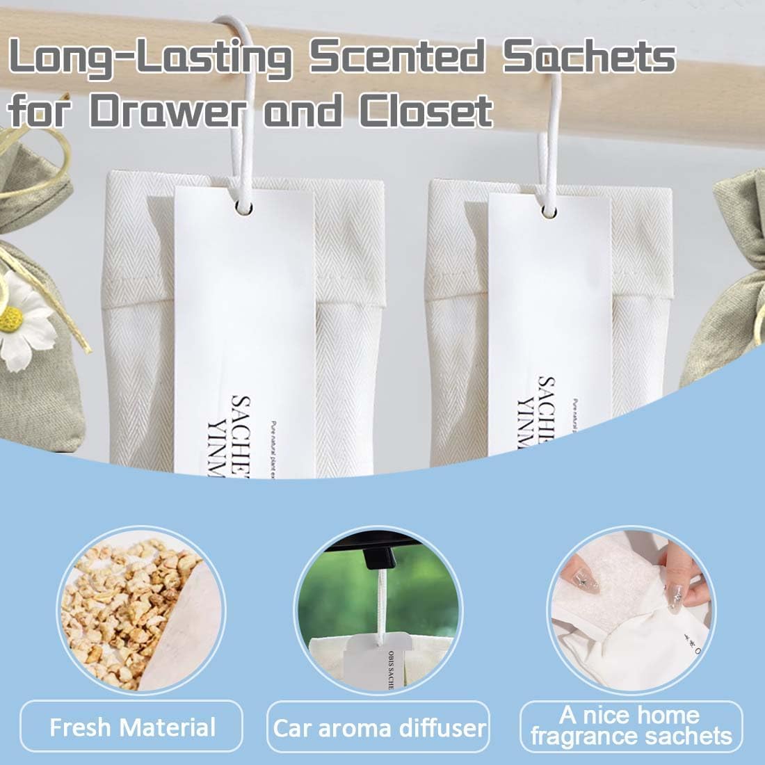 6-Pack Fresh Scented Sachet Packet, Air Freshener Bags for Drawers, Closets, Cars, Long Lasting