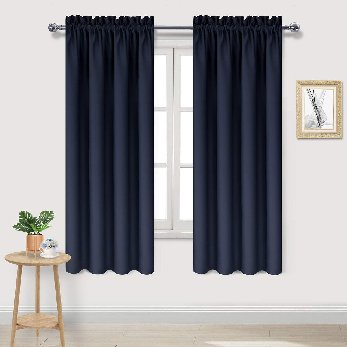 DWCN Navy Room Darkening Blackout Curtains - Thermal Insulated Privacy Energy Saving Window Curtain