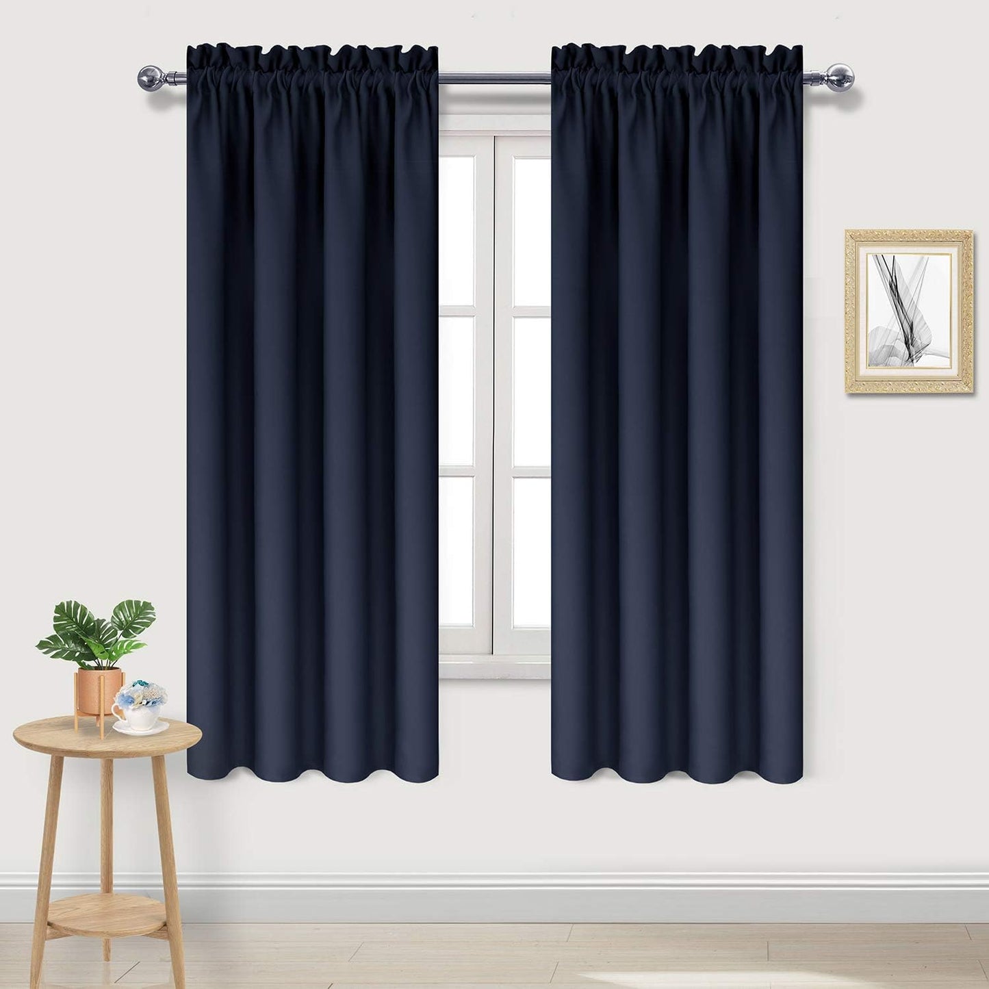 DWCN Navy Room Darkening Blackout Curtains - Thermal Insulated Privacy Energy Saving Window Curtain