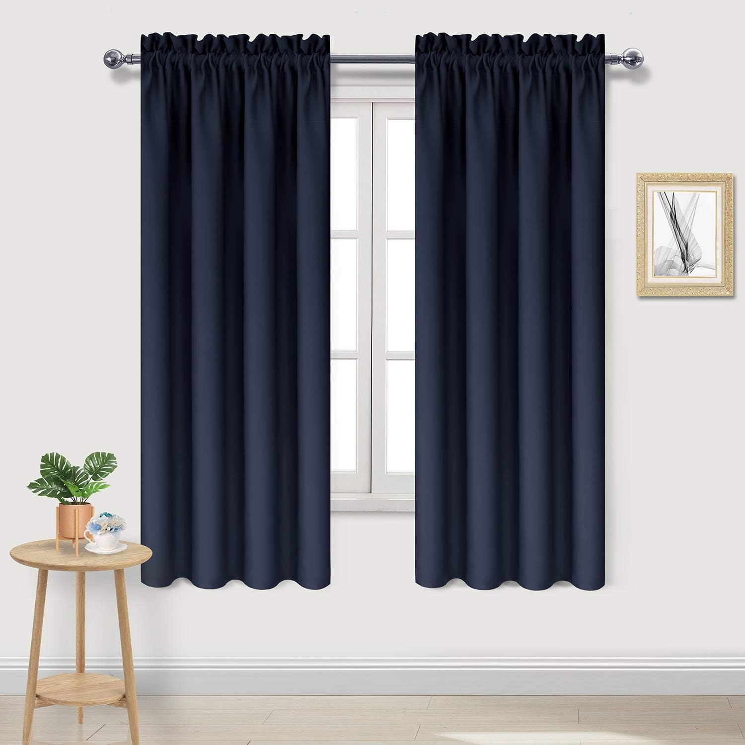 DWCN Navy Room Darkening Blackout Curtains - Thermal Insulated Privacy Energy Saving Window Curtain