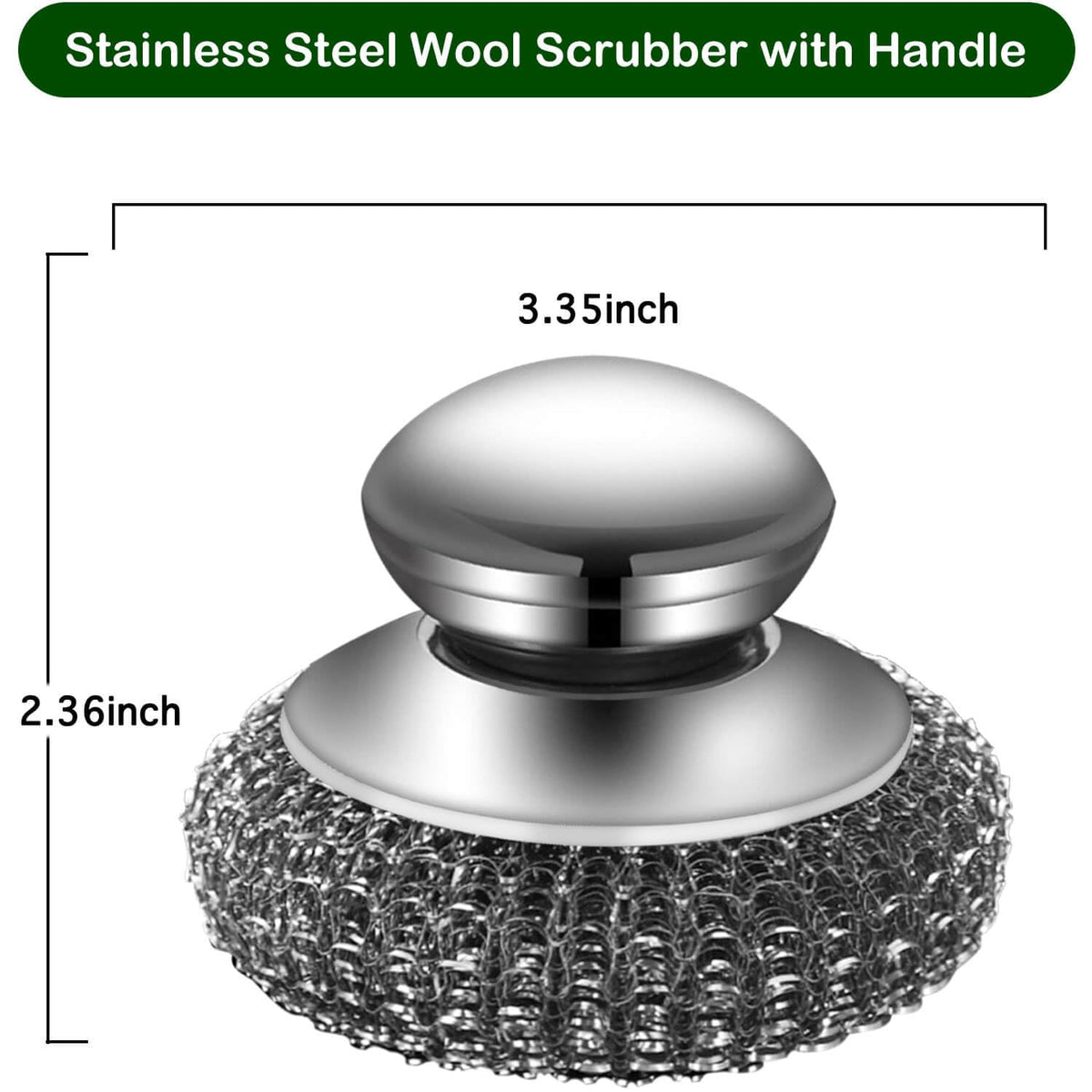 Steel Wool Scrubber with 2 Handles & 3 Replacement Wire Sponge(Scouring Pads) - Stainless Metal