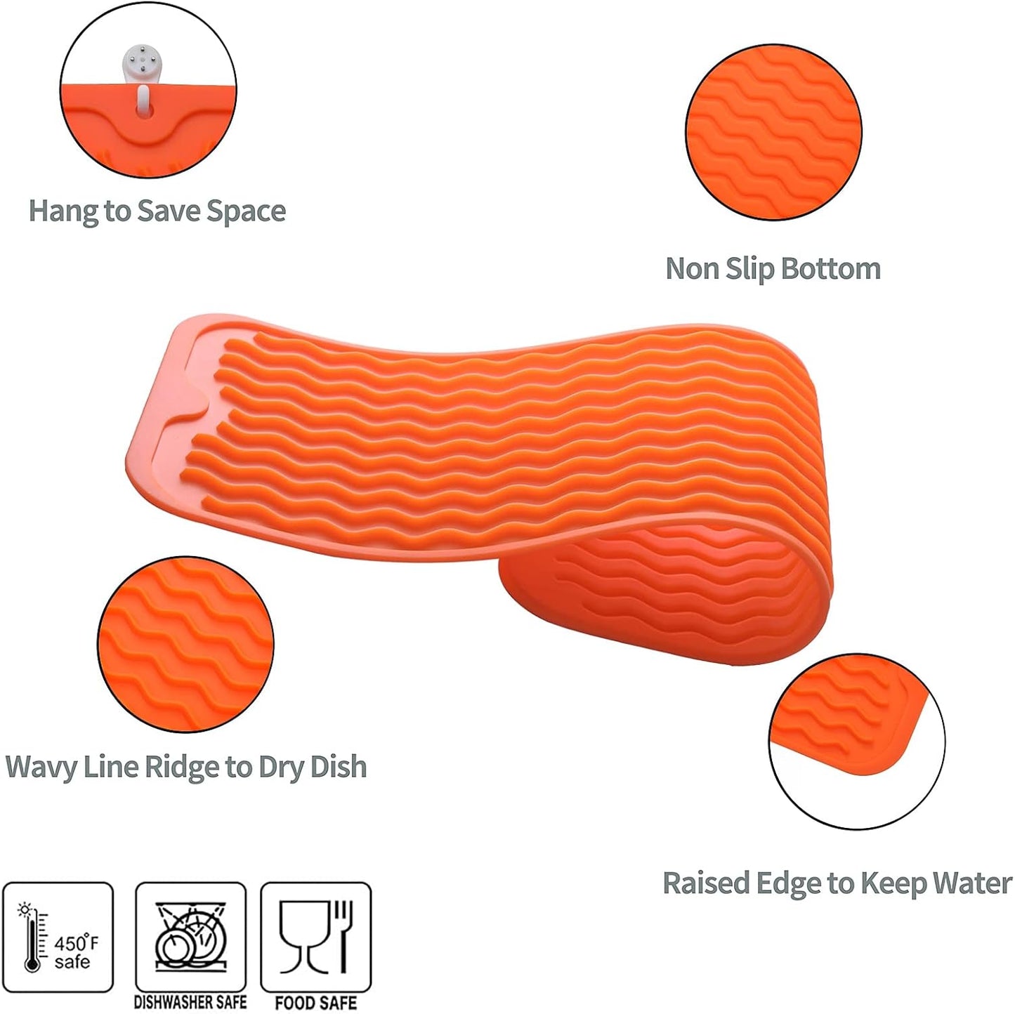 Silicone Dish Drying Mat for Multiple Usage,Easy clean,Eco-friendly,Heat-resistant Silicone Mat for