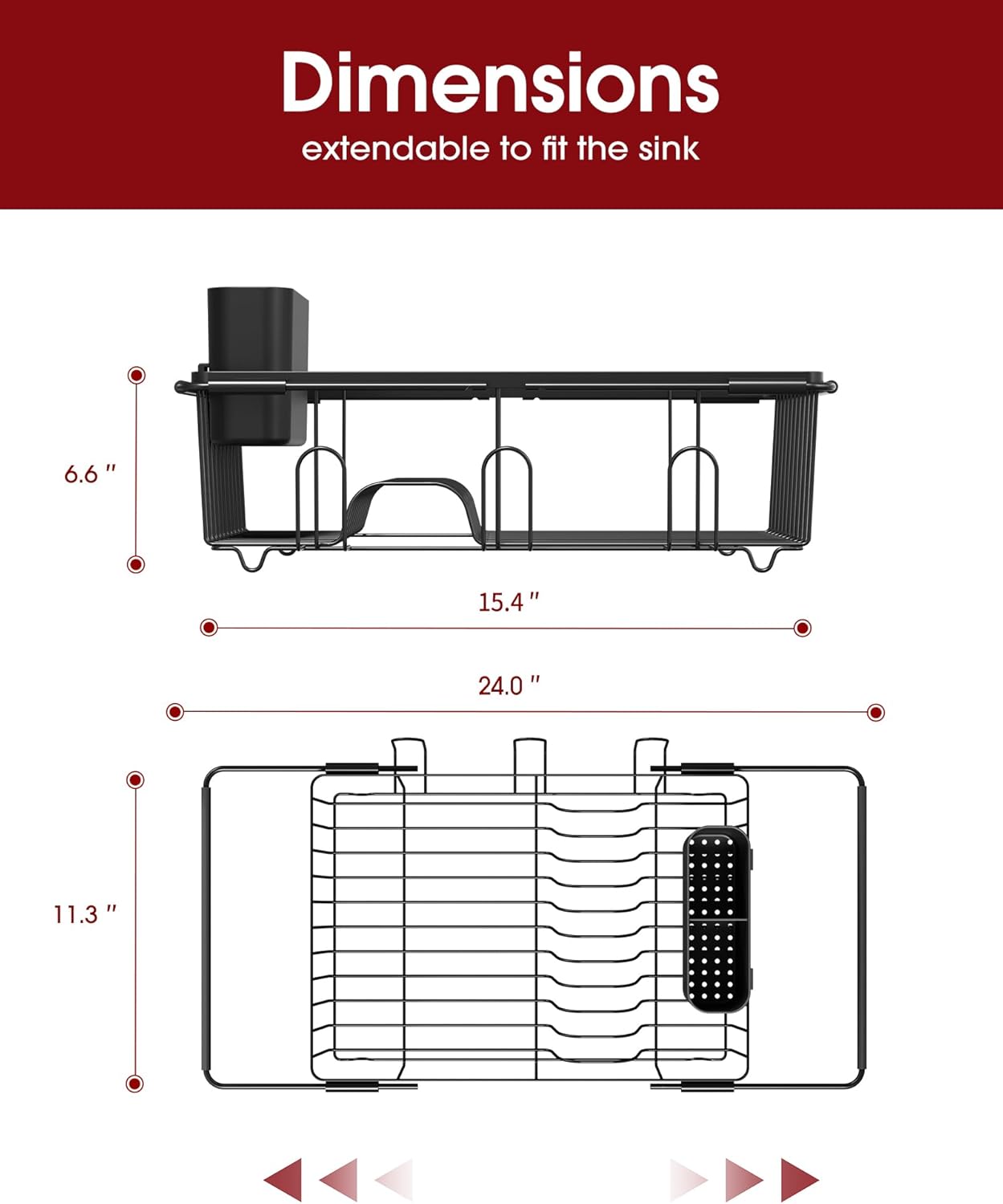 Dish Drying Rack in Sink - Expandable Stainless Steel Dish Rack Over The Sink, Kitchen Sink Drain