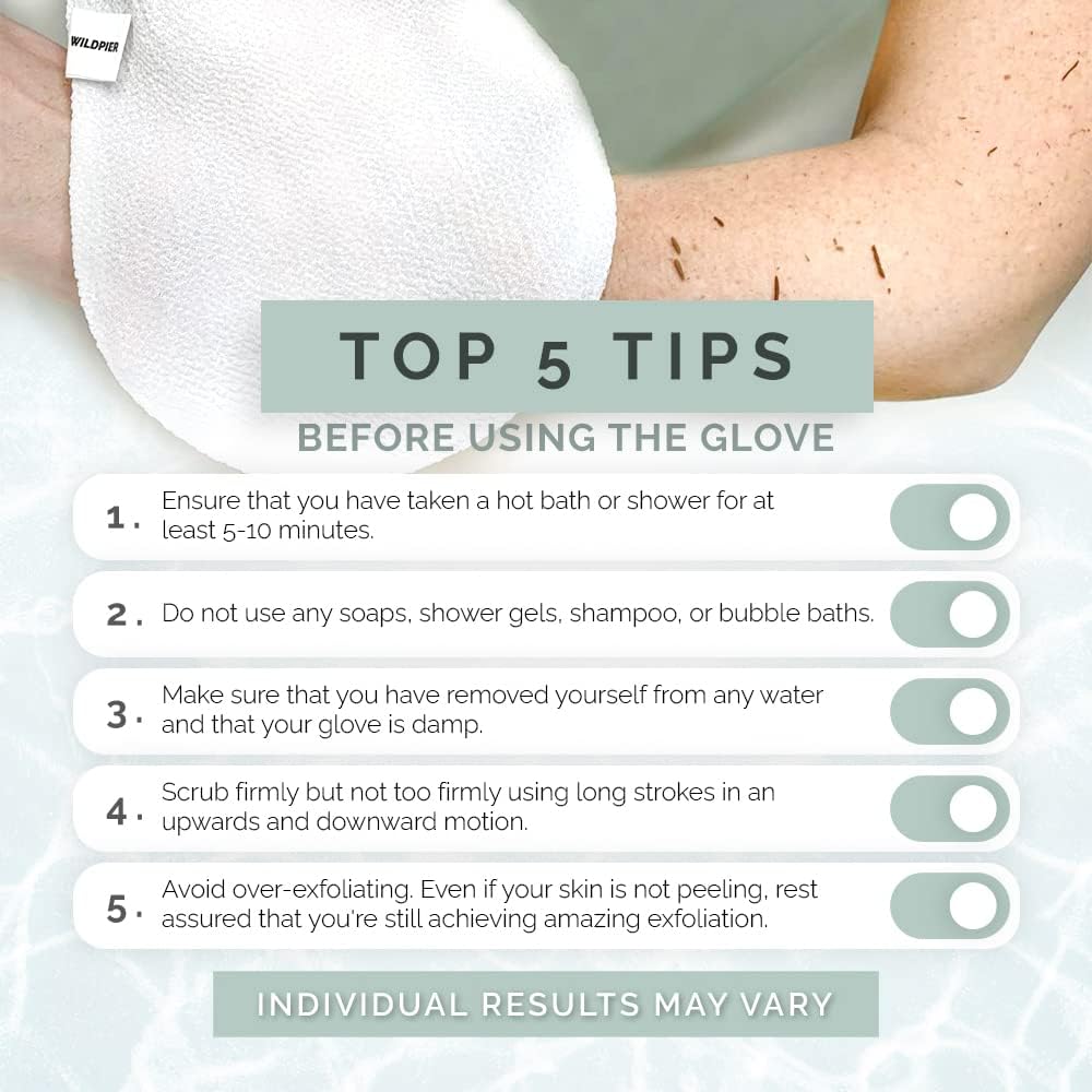 Wildpier Beauty Exfoliating Glove Mitt Body Scrub for Bath Shower Spa Hand Exfoliator Gloves, Dead