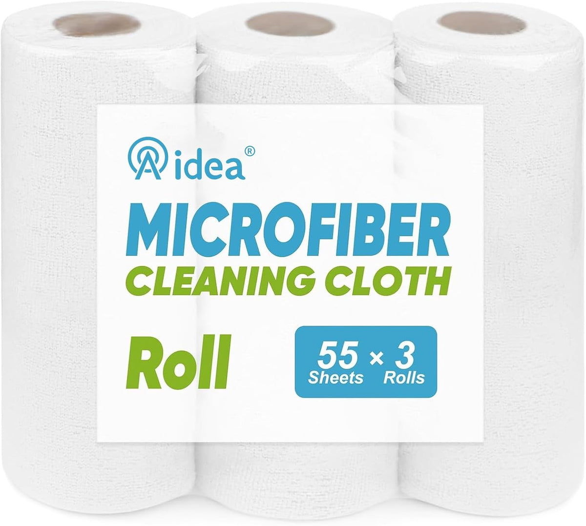 AIDEA Microfiber Cleaning Cloth Roll, Shop Towels 165 Sheets(3 Roll), Tear Away Reusable Paper