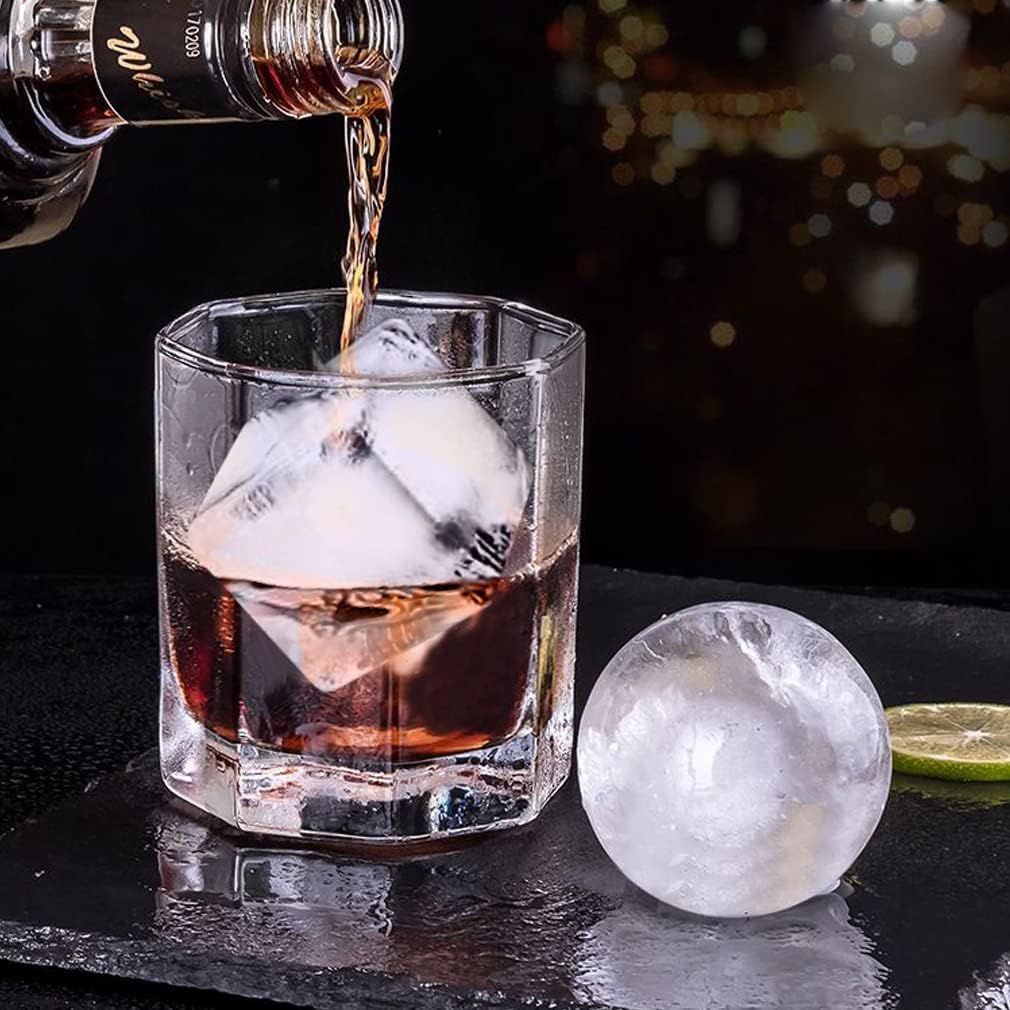 ROTTAY Ice Cube Trays (Set of 2), Sphere Ice Ball Maker with Lid & Large Square Ice Cube Maker for