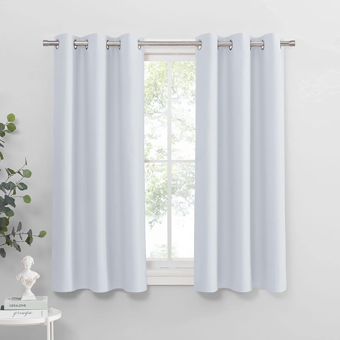 PONY DANCE Room Darkening Curtains - Ring Top Blackout Curtain Panels for Bedroom Window Treatment