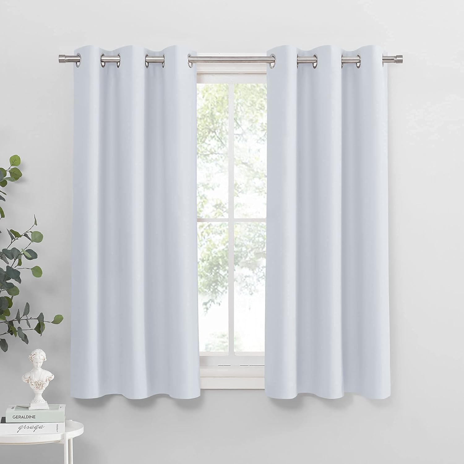 PONY DANCE Room Darkening Curtains - Ring Top Blackout Curtain Panels for Bedroom Window Treatment