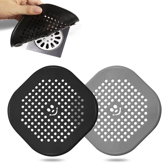 2 Pack Shower Drain Hair Catcher Silicone Drain Protector Hair Stopper with Suction Cup for Shower