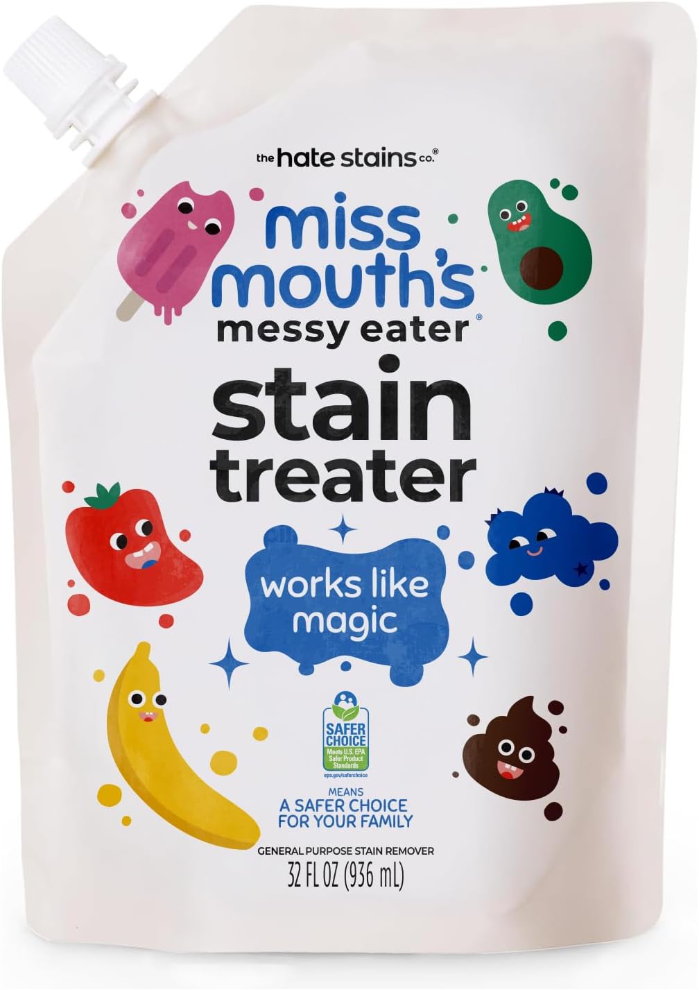 Miss Mouth's Messy Eater Stain Treater - 32oz Refill - Newborn & Baby Essentials - No Dry Cleaning