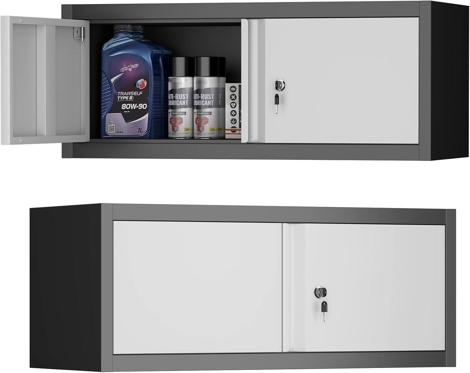 Metal Garage Storage Cabinet, Locking Cabinet Wall Mounted, 12.8" H Floating Cabinet for Warehouse