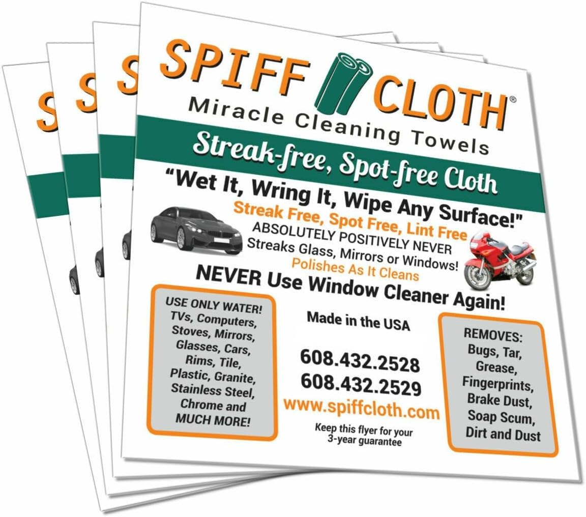 4-Count, Miracle Cleaning Towels, Streak-Free, Cleans with Just Water, 16" x 16" Reusable Washable