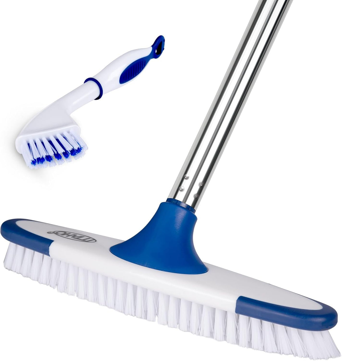 ITTAHO Floor Scrub Brush with Long Handle - 53" Deck & Grout Cleaner Brush Set for Tile, Marble