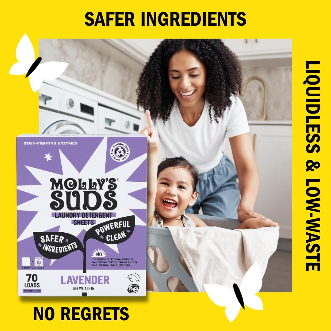 Molly’s Suds Laundry Detergent Sheets | Gentle on Sensitive Skin, Powerful Bio-Based Enzymes