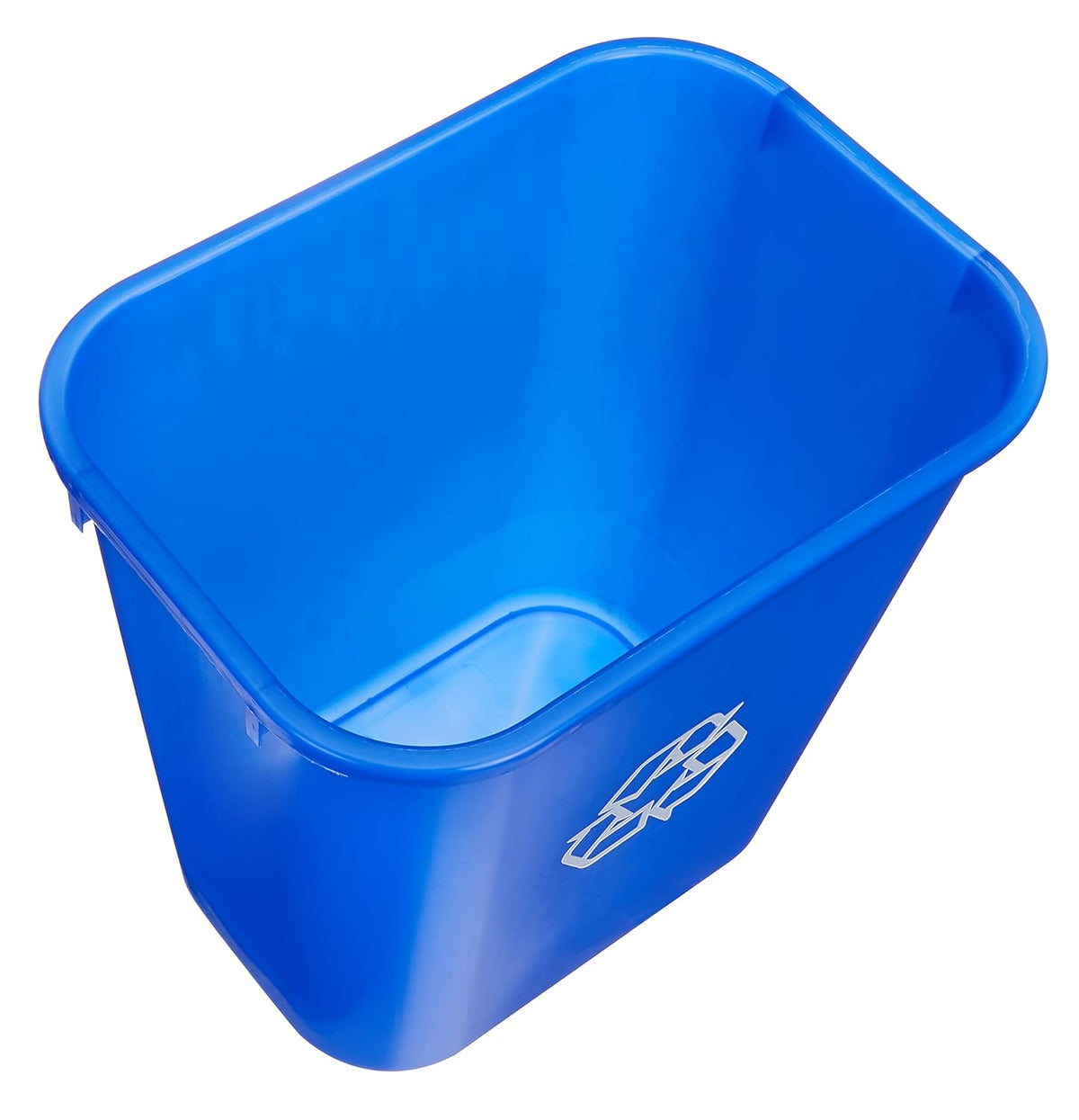 Amazon Basics Rectangular Commercial Office Wastebasket, w/Recycle Logo, 7 gallon (Pack of 2), Blue