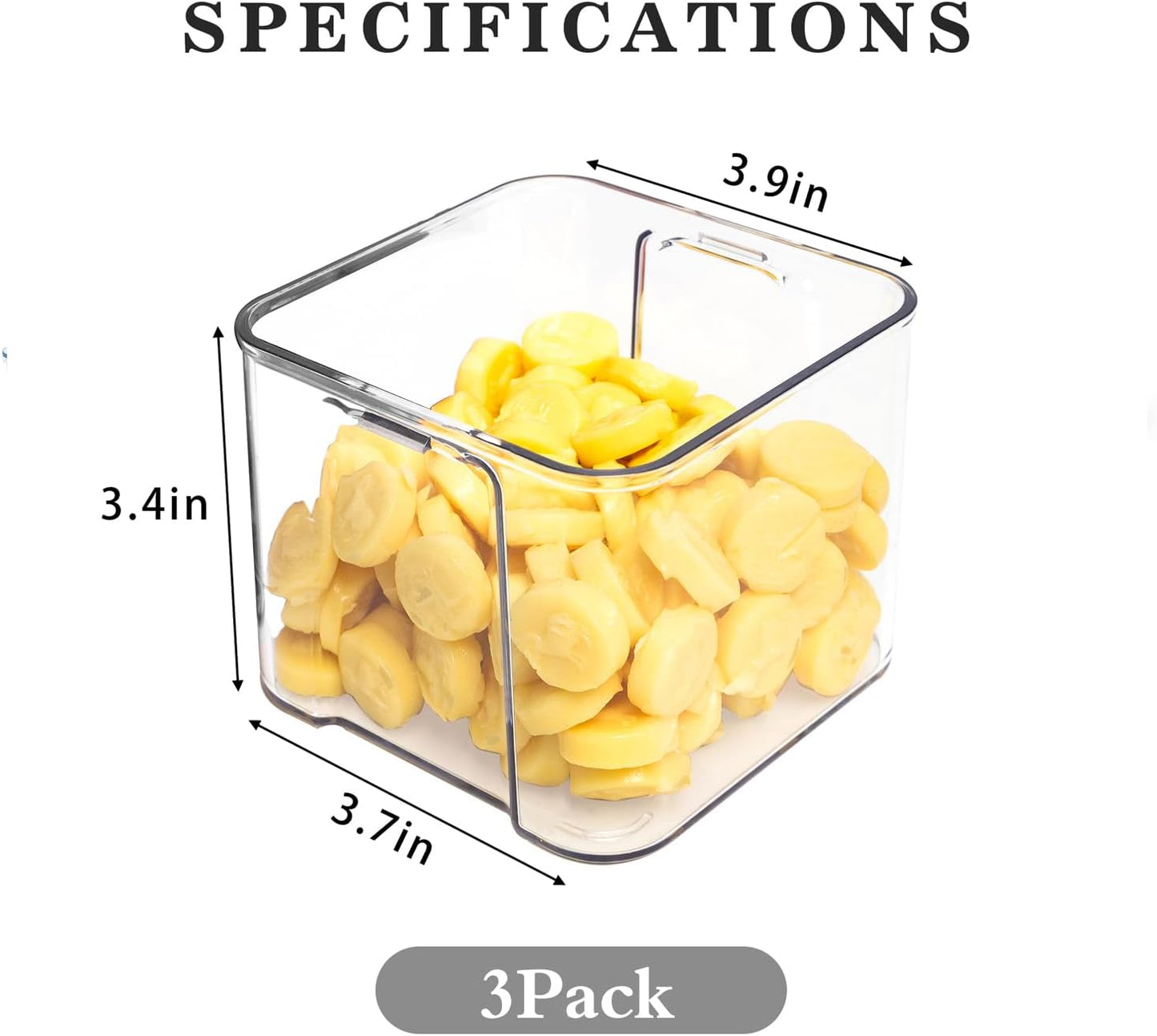 MineSign 3Pack Fridge Organizer Drawer Divider Cube Pull-Out Bins Clear Food Container Refrigerator