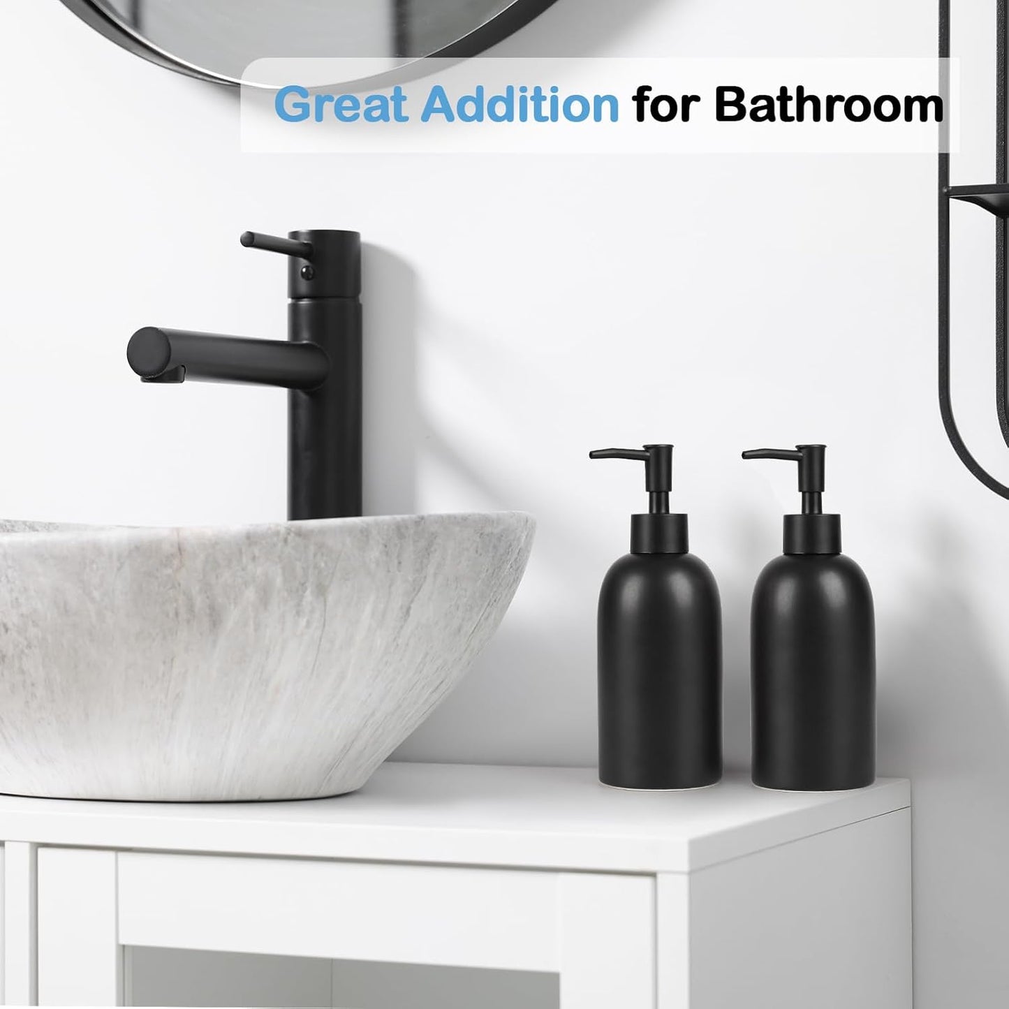 Natheeph 14OZ Ceramic Soap Dispenser Ceramic Soap Pump Dispenser Can Fill Liquid for